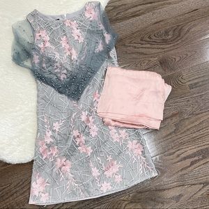 Pakistani heavy embroidery dress with bell bottom pants